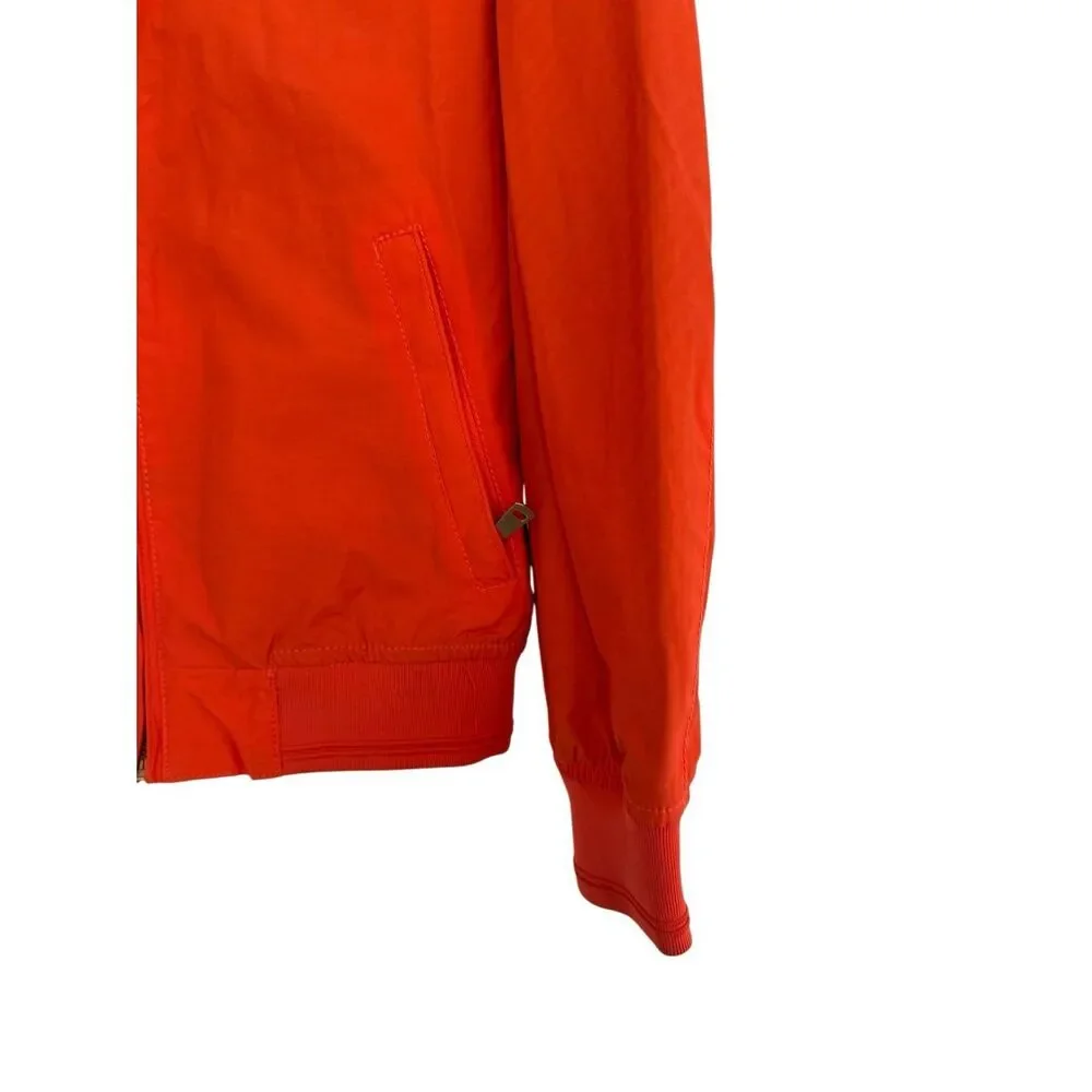 Zara Mens Denim Couture Full Zip Bomber Jacket Orange Medium